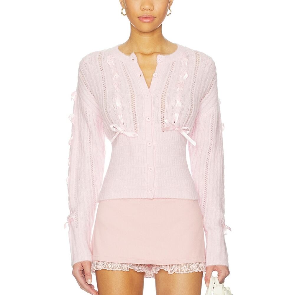 Majorelle Pointelle Blush Lilyana Cardigan Size M